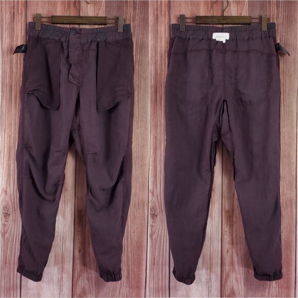 NWT Anthropologie Womens Size Small Jacquie Button Fly Joggers Pants Plaid Plum - Picture 2 of 14